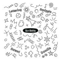 Big squiggle clipart set. Sketch image of linear doodles for filling voids, hand drawn patterns vector