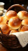 Fluffy dinner rolls with a perfect golden-brown crust photo