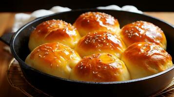 Fluffy dinner rolls with a perfect golden-brown crust photo