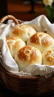 Fluffy dinner rolls with a perfect golden-brown crust photo