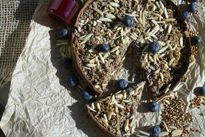 Buckwheat crostata with blueberry marmelade photo