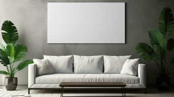 Mockup empty Frame in a Contemporary Dark Home Interior photo