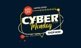 Gradient Cyber Monday Sale Banner Isolated on Dark Background vector