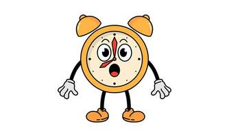 Surprised Alarm Clock Character Cartoon Vector Illustration Isolated on White Background