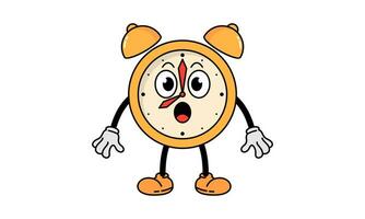 Surprised Alarm Clock Character Cartoon Vector Illustration Isolated on White Background