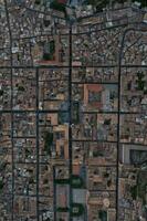 a view of a city street from above photo