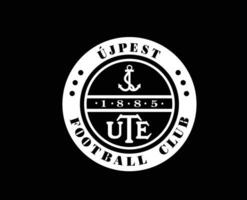 Ujpest FC Logo Club Symbol White Greece League Football Abstract Design Vector Illustration With Black Background