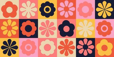 Geometric minimalistic mosaic seamless pattern. Abstract flower vector for web banner, business presentation, branding, card, invitation, poster, cover, textile print.