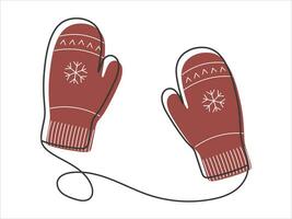 Doodle style winter Mittens. Color vector hand drawn illustration of winter clothes
