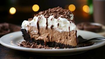 Chocolate silk pie with Oreo crust, a rich and decadent delight photo