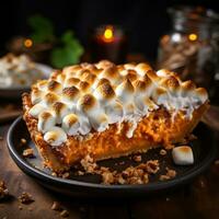 Sweet potato pie with marshmallow topping, a Southern tradition photo