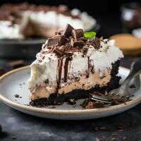 Chocolate silk pie with Oreo crust, a rich and decadent delight photo