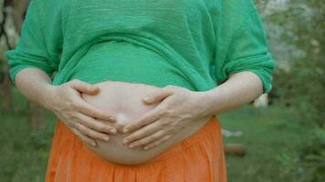 nascituro bambino spingendo il pancia di incinta donna video