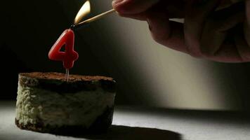 Candle four in tiramisu cake video