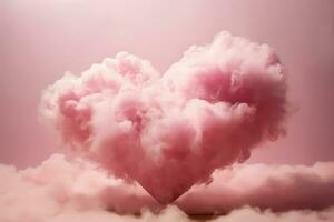 rosado corazón conformado nube en rosado antecedentes. amor y San Valentín día concepto foto