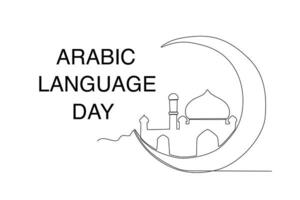 A mosque and a crescent symbol of Arabic vector