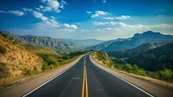 Asphalt road in the mountains. Landscape photo