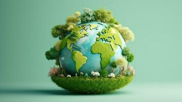 ecología concepto. verde planeta con arboles foto