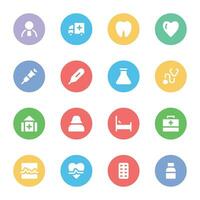 Pack of Medical Flat Round Icons vector