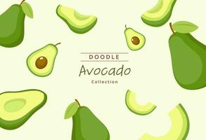 vector acerca de mano dibujado aguacate colección