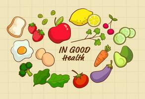 Vector about Collection of hand drawn vegetable and fruits