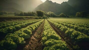 Lettuce field in the morning at Doi Ang Khang photo