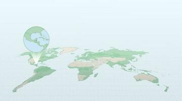 mundo mapa en perspectiva demostración el ubicación de el país belice con detallado mapa con bandera de belice vector