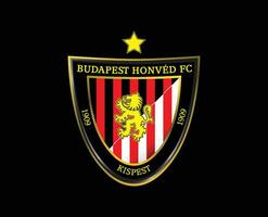 Budapest Honved FC Club Logo Symbol Hungary League Football Abstract Design Vector Illustration With Black Background