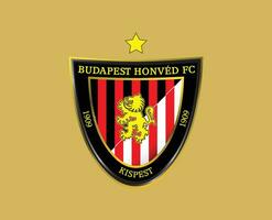 Budapest Honved FC Club Logo Symbol Hungary League Football Abstract Design Vector Illustration With Brown Background