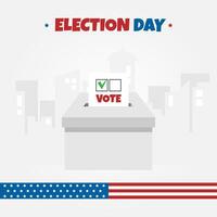 Election Day poster with ballots put in a box vector