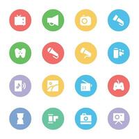 Pack of Multimedia and Media Flat Circular Icons vector