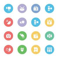 Set of Multimedia Accessories Flat Icons vector