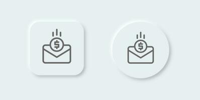 Salary line icon in neomorphic design style. Coin signs vector illustration.