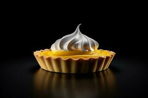 Lemon tartlet with jam and whipped cream. Tartlet with meringue. Generative AI photo