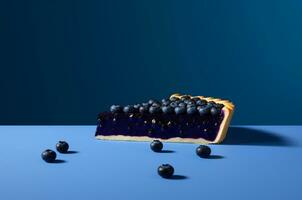 A piece of blueberry jelly pie. Blueberry pie. Generative AI photo