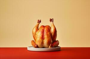 Thanksgiving and the Harvest Feast. Minimalistic Turkey. Generative AI photo