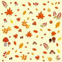 otoño modelo con arce hoja seta bellota y bayas vector