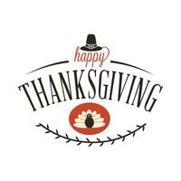 Happy Thanksgiving  Greetings Typography With Hat And Turkey vector