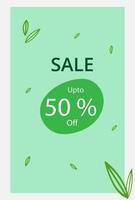 Spring Sale Poster Or Banner Design With Green Leaves And Discount Offer vector