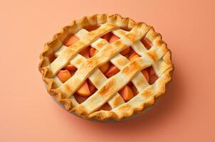 Minimalist peach pie. Generative AI photo