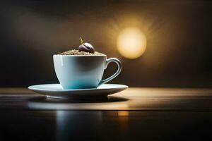 a cup of coffee with a cherry on top. AI-Generated photo