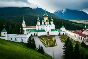 the russian monastery in the mountains. AI-Generated photo