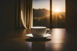 a cup of coffee in the morning. AI-Generated photo