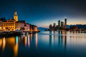 the city of luzern in switzerland at night. AI-Generated photo