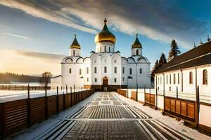 el ruso ortodoxo catedral en el ciudad de kiev generado por ai foto