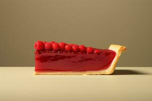 Jelly slice of strawberry pie. Generative AI photo