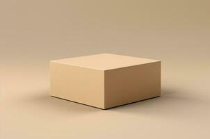 Beige box mockup. Minimalistic beige box. Generative AI photo