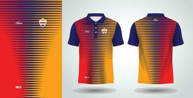 blue red and yellow polo sport shirt sublimation jersey template vector