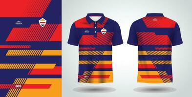 blue red and yellow polo sport shirt sublimation jersey template vector