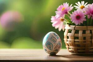 easter egg, flowers, easter, easter egg, easter egg decoration, eas. AI-Generated photo